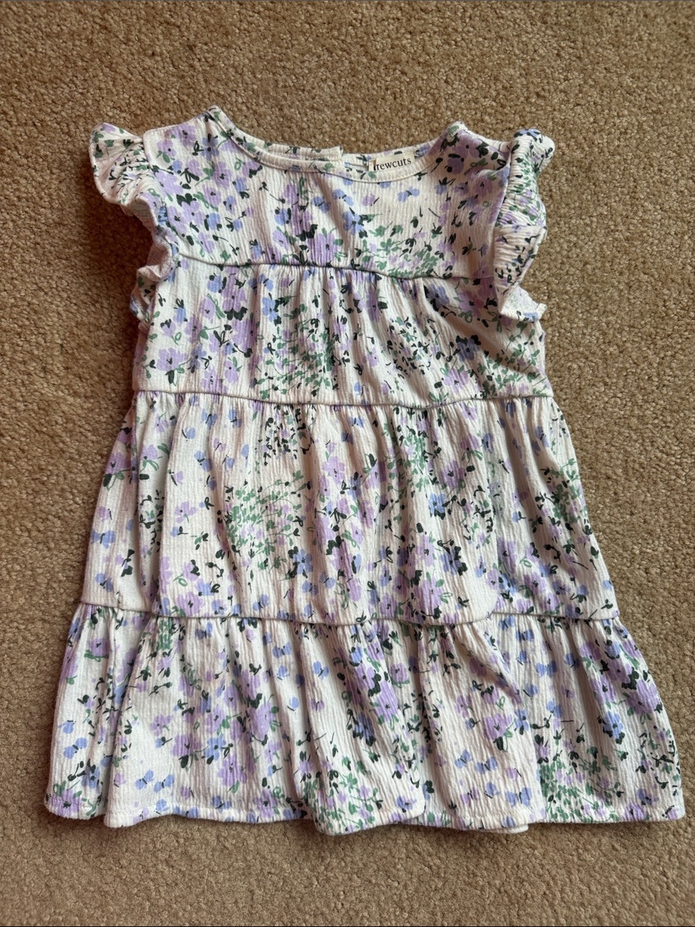 Crewcuts Girls' Lavender Floral Tiered Dress - size 18-25m
